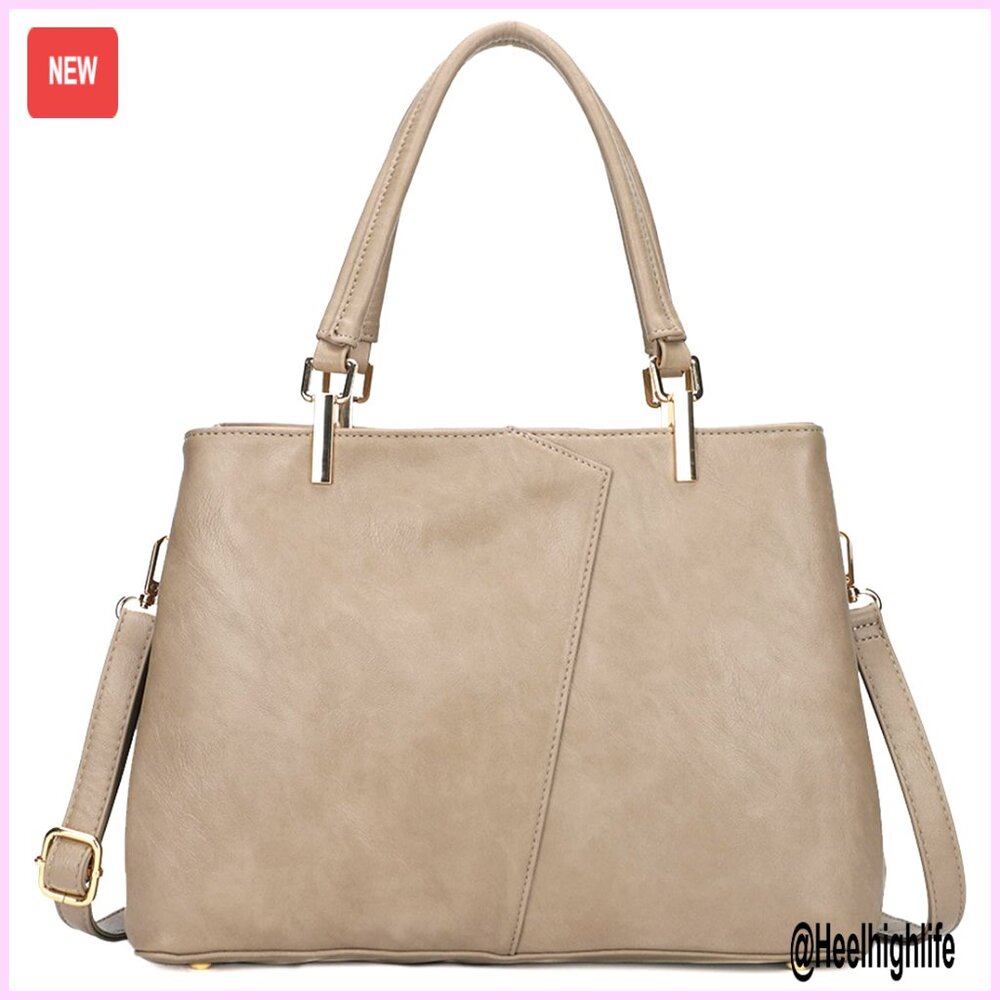 Large Vegan Leather Hobo Tote Crossbody Shoulder Bag Chic Minimal Elegant